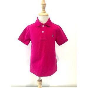 Polo Ralph Lauren Boys Magenta Short-Sleeve Cotton Mesh Shirt Size 4